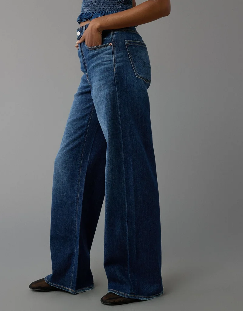 American Eagle  AE Dreamy Drape Stretch Super High-Waisted Baggy Wide-Leg Jean for Women | Best Price UAE